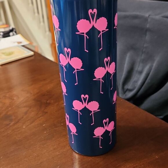 Lilly Pulitzer Dark Blue w/ Flamingos Stainless Steel Tumbler NWT - Picture 3 of 7